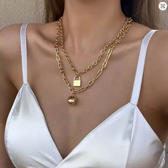 U-Shaped Chain Ball Buckle Necklace Collarbone Chain Necklace Multi-Layer - Picture 4 of 6